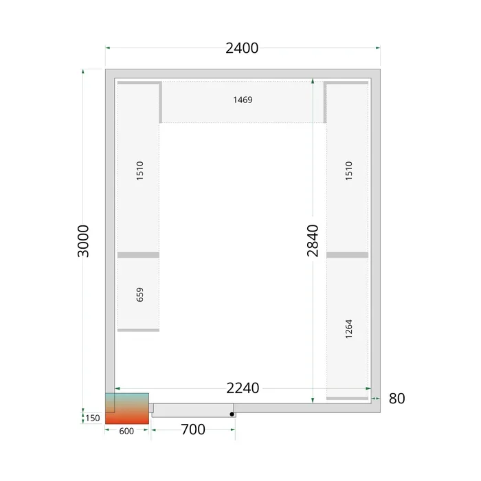 Aukstumkameras paneļi NF 2400 / 3000 / 2120 mm, 80 mm