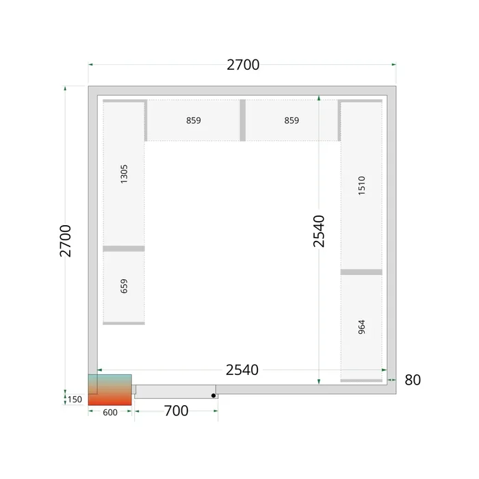 Aukstumkameras paneļi NF 2700 / 2700 / 2120 mm, 80 mm